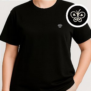 Camiseta Bordada Oficial Téo & O Mini Mundo - Preta
