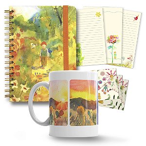Planner + Caneca Que Pena Que Acabou + Kit Papel de Cartas