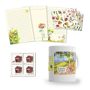 Caneca Já Falei Eu Te Amo Hoje? + Kit Papel de Cartas + Ímã Vaquinha/Academia