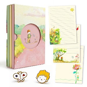 Box com 3 Cadernos + Kit Papel de Cartas + Caixinha de Pins