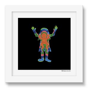 Quadro - Tinha um bebê ali - Tirinha Téo E O Mini Mundo - 15x15 Cm - Moldura Branca