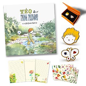 Livro Téo & O Mini Mundo - Viver é um risco + Pins + Papéis de Carta