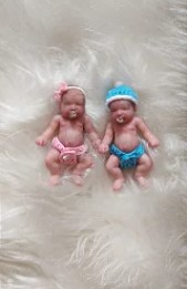 Minis Bebês Lulú e Biel Completos Silicone - Gêmeos