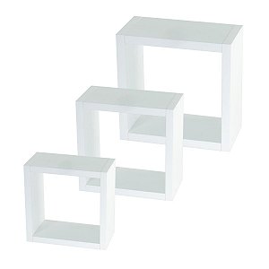 Kit 3 Nichos 29X29 24X24 19X19 P-10cm Mdf Branco