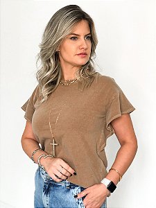 BLUSA ESTONADA 100% ALGODÃO COM BABADOS