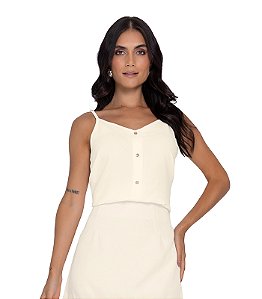 CAMISA REGATA FEMININA COM BOTÕES OFFWHITE