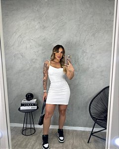 VESTIDO CURTO TRANÇADO NAS COSTAS DE ALCINHA BRANCO