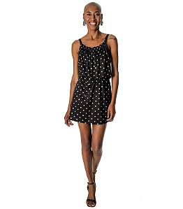 VESTIDO DE BOLINHA CURTO DE ALÇAS PRETO&BRANCO