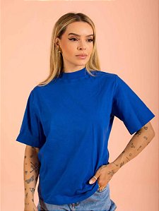 TSHIRT GOLA  ALTA MANGA CURTA AZUL ROYAL
