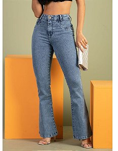 CALÇA JEANS FLARE MARMORIZADA BÁSICO E CONFORTÁVEL