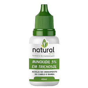 Minoxidil 5% em Trichosol 60ML - Loção para Cabelo e Barba 