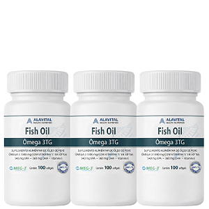 COMBO 15% OFF - 3 UNIDADES FISH OIL OMEGA 3 1000mg TG MEG-3® - 100 CAPS - ALAVITAL