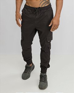 Calça Sarja Jogger Cargo Preta