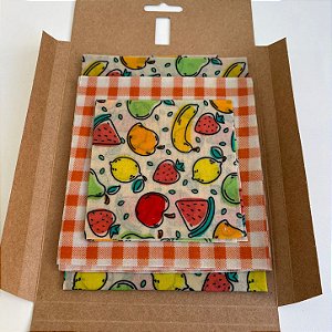 PANO DE CERA DE ABELHA| FRUTAS E XADREZ