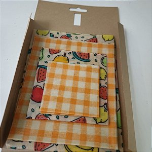 PANO DE CERA DE ABELHA| FRUTAS E XADREZ| ESCOLHA SEU KIT