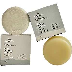 KIT SHAMPOO E CONDICIONADOR SÓLIDO RESTAURAÇÃO  ÓLEO DE COCO E KARITÉ