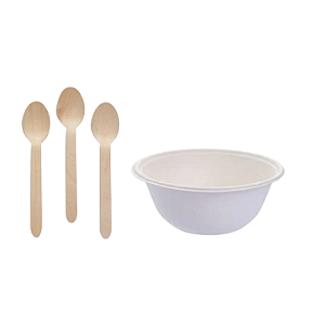 KIT BOWL E COLHER BIODEGRADÁVEL