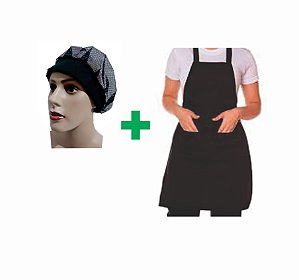 Kit avental + touca de rendinha 100% poliéster