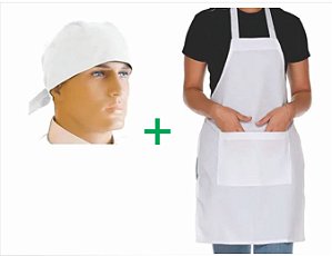 Kit 1 avental + 1 bandana em oxford 100% poliéster