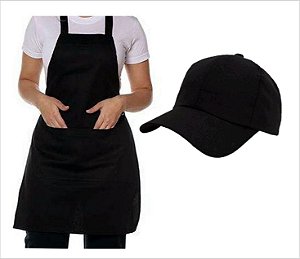 Kit 1 avental + 1 boné  100% poliéster