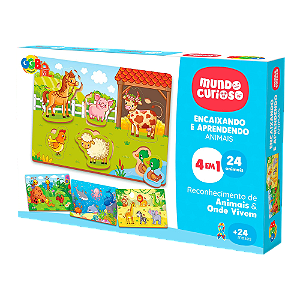 Encaixando E Aprendendo Pedagogica 4 Em 1 Com 24 Animais Colorido