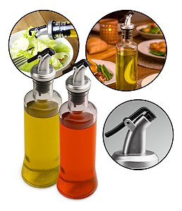 Kit com 2 Porta Azeite Galheteiro Com Bico Dosador 300ML