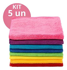 Pano Microfibra Limpeza 30x30 – Kit Com 5 Peças