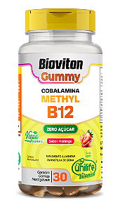 Vitamina Methyl B12 Bioviton - Sabor Morango - 30 Gomas Mastigáveis