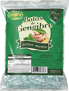 Bala de gengibre com menta - Caixa com 30 pacotes de 36 gr.