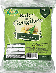 Bala de gengibre tradicional - Caixa com 30 pacotes de 36 gr.