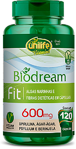 Biodream Fit - Emagrecedor - Spirulina, berinjela, psyllium e ágar-ágar - 120 cáps