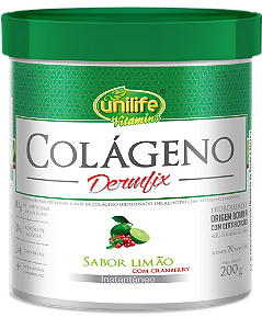 Colágeno hidrolisado em pó - Dermfix - Sabor limão com cranberry