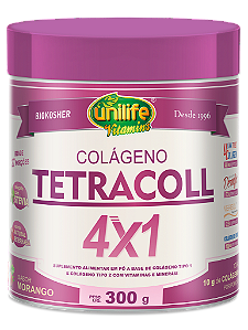 Colágeno Tetracoll 4 x 1 em pó - Sabor morango 300 g
