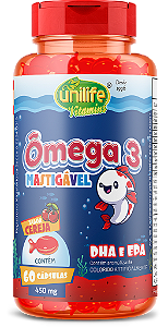 Ômega 3 - mastigável sabor Cereja- 60 cáps 450 mg