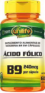 Vitamina B9 - Ácido Fólico - 60 cáps