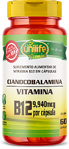 Vitamina B12 - Cianocobalamina - 60 cáps