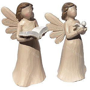Anjo Decorativo Nude Bíblia / Pombo com 2