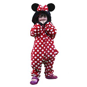 Pijama Macacão Kigurumi com Capuz Minnie Infantil 3 a 4 anos