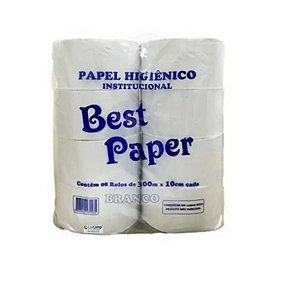 Papel Higiênico Rolo 300 m Branco Folha Simples BEST PAPER C/ 8 Rolos