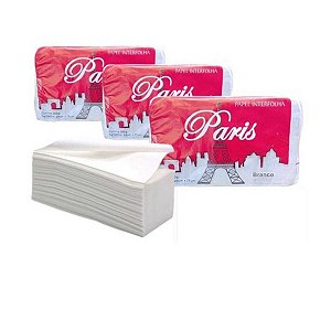 Papel Interfolha 2 Dobras Paris - Branco Papel Toalha com 1000 folhas