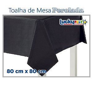 Toalha de Mesa Perolada Lisa Preto - 10 unidades - 80cm x 80cm