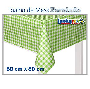 Toalha de Mesa Perolada Xadrez Verde Limão - 10 unidades - 80cm x 80cm