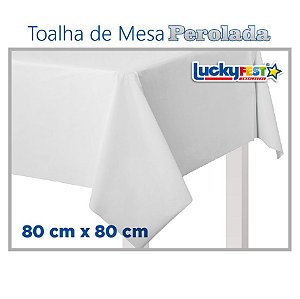 Toalha de Mesa Perolada Lisa Branco - 10 unidades - 80cm x 80cm