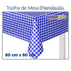 Toalha de Mesa Perolada Xadrez Azul Escuro - 10 unidades - 80cm x 80cm