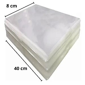 Saco Plástico Transparente Incolor - 8cm x 40cm - 500 unidades