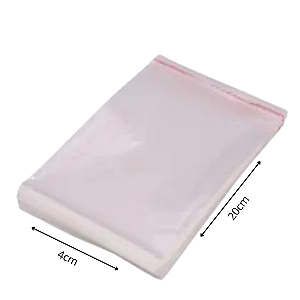 Saco Adesivado Plástico Transparente C/ Aba 4x20 C/ 100un