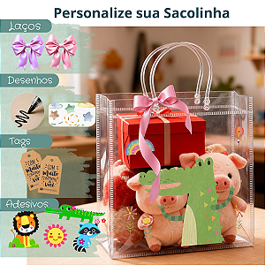 Kit Sacola Pvc Transparente Liso 25 X 20 X 7cm - 3 Unidades