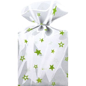 Saco Decorado Estrelas Verde Limão - Medidas Variadas