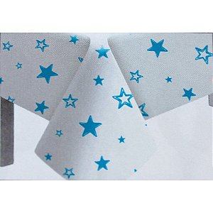 Toalha de Mesa Plástico Estrela Azul Claro - 10 un - Medidas Variadas