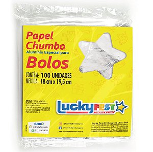 Papel Chumbo para Bolos e Ovos 18x19,5cm - Prata - 100 Folhas